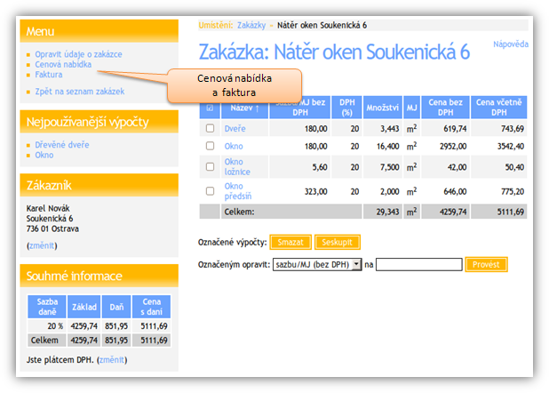 Cenová nabídka a faktura
